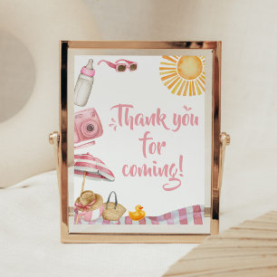 Pink Beach Summer Baby shower Bedankt voor uw koms Poster