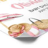 Pink Beach Summer Baby shower Welkom Poster (Hoek)