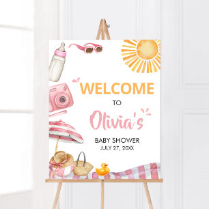 Pink Beach Summer Baby shower Welkom Poster