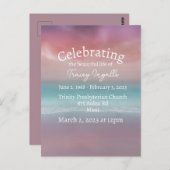 Pink Beach Sunset Célébration de la vie Carte post (Devant / Derrière)