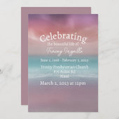 Pink Beach Sunset Celebration of Life Invitation Kaart (Voorkant / Achterkant)