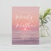 Pink Beach Sunset Destination Wedding Invitation (Debout devant)