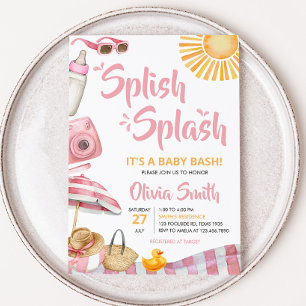 Pink Beach Zomer Baby shower Kaart