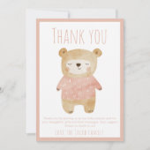 Pink Bear Baby shower mignon merci (Devant)