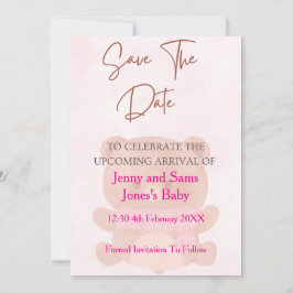 Pink Bear Baby Shower Save the Date Card | Cute &  Kaart
