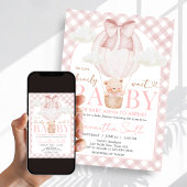 Pink Bear Bearly Wait Baby Shower Kaart