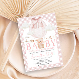 Pink Bear Bearly Wait Baby Shower Kaart