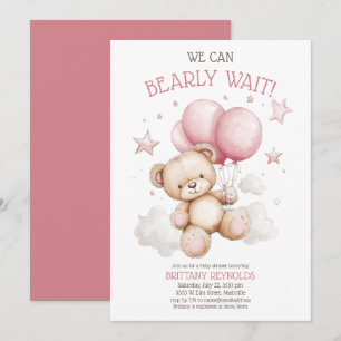 Pink Bearly Wait Beer Baby shower Kaart
