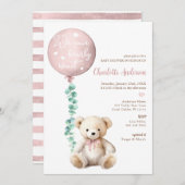 Pink Bearly Wait Eucalyptus Baby shower Uitnodigen Kaart (Voorkant / Achterkant)