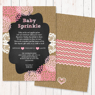 Pink bébé saupoudrer invitation burlap tableau RUS