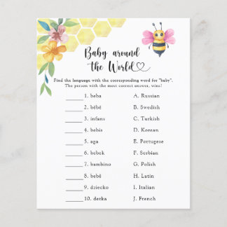 Pink Bee Baby shower - baby around the world game