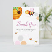 Pink Bee Baby shower Bedankkaart (Staand voorkant)