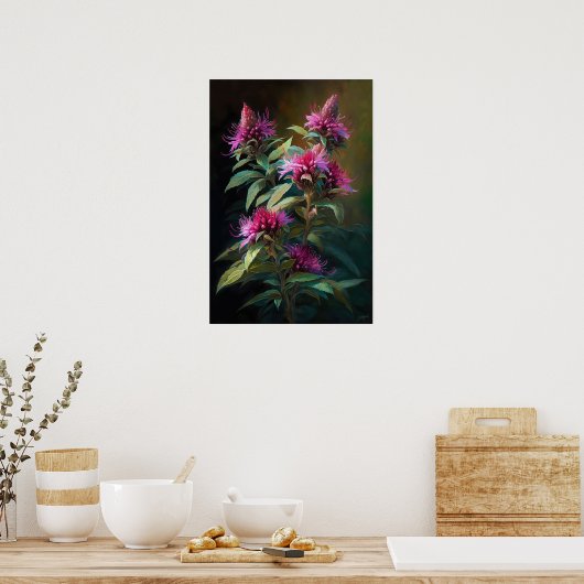 Pink Bee Balm Art Imprimer Poster (Cuisine)