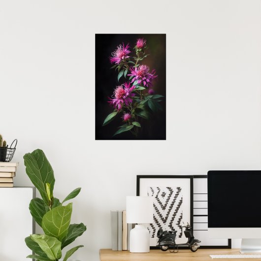 Pink Bee Balm Art Imprimer Poster (Bureau à domicile)