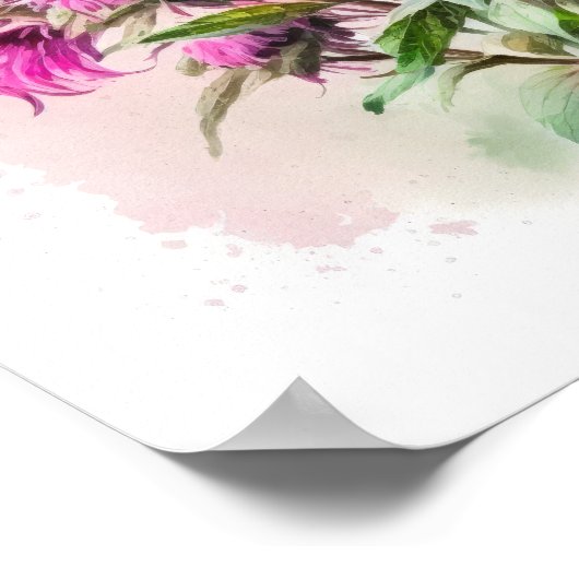 Pink Bee Balm Art Imprimer Poster (Coin)