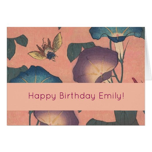 Pink Bee Flower Classic Hokusai Art (Voorkant Horizontaal)