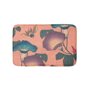 Pink Bee Flower Classic Hokusai Art Badmat