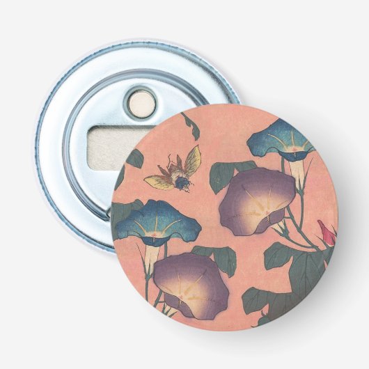 Pink Bee Flower Classic Hokusai Art Button Flesopener (Voorkant)