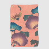 Pink Bee Flower Classic Hokusai Art Golfhanddoek (Voorkant)