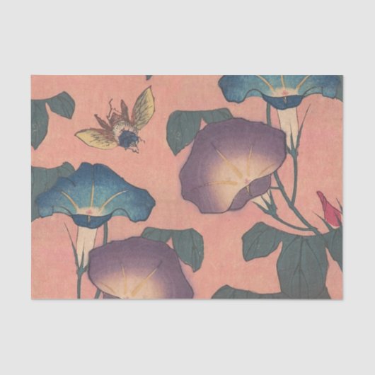Pink Bee Flower Classic Hokusai Art Tissuepapier (Voorkant)