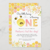 Pink Bee Premières invitations de fête d'anniversa (Devant / Derrière)