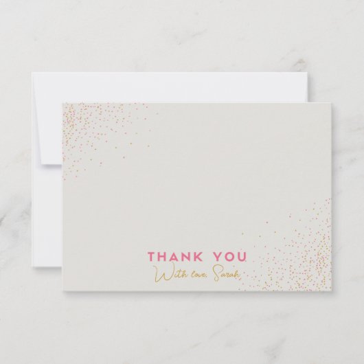 Pink Beige Minimalistic Classic Polka Dot Confetti Bedankkaart (Voorkant)