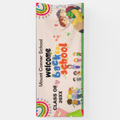 Pink Bienvenue De Retour À La Bannière De L'École (Vertical)