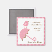 Pink Bird and Umbrella Magneet (Voorkant / Achterkant)