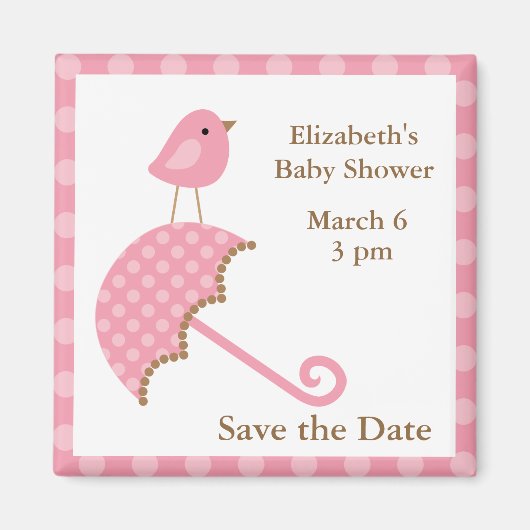 Pink Bird and Umbrella Magneet (Voorkant)