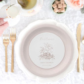 Pink Bird Nest Baby shower Papieren Bordje