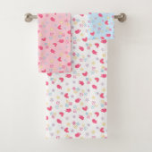 Pink Birds en Love Hearts Bad Handdoek (Insitu)