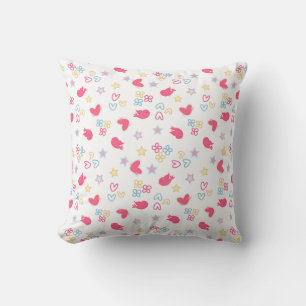 Pink Birds en Love Hearts Kussen