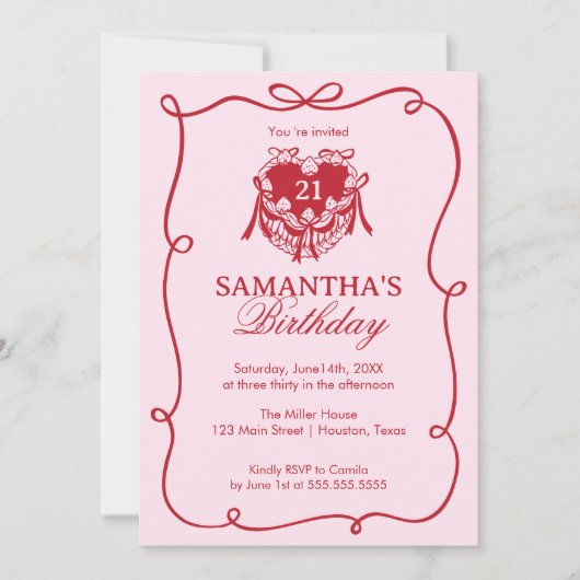 Pink Birthday Invitation (Devant)