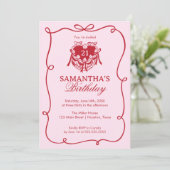 Pink Birthday Invitation Kaart (Staand voorkant)