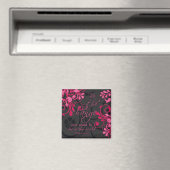 Pink Black Abstrait Floral Magnet inspirationnel (In Situ (Lave-vaisselle))