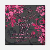 Pink Black Abstrait Floral Magnet inspirationnel (Devant)