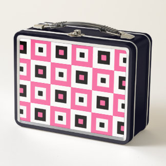 Pink Black and White Checkered Squares Pattern
