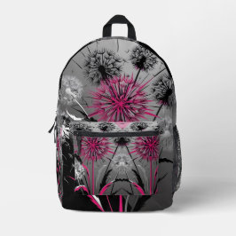Pink Black and White Dandelions Print Cut Sew Bag Bedrukte Rugzak