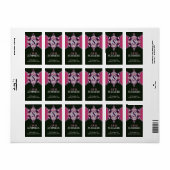 Pink+Black Art Lace Monogram Étiquette de adresse (Feuille entière)