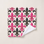 Pink Black Baroque Fleur-de-lis Pattern Design  Bad Handdoek (Wasdoekje)
