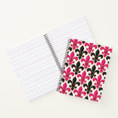 Pink Black Baroque Fleur-de-lis Pattern Design  Notitieboek (Binnen)