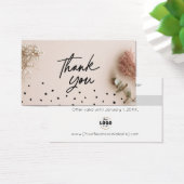 Pink Black Botanical Thank You Discount Cards (Bureau)