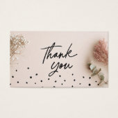 Pink Black Botanical Thank You Discount Cards (Devant)