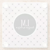 Pink & Black Bow Monogram Glazen Onderzetter (Achterkant)