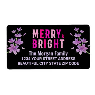 Pink Black Christmas Holiday Party Retouradres Etiket