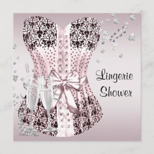 Pink Black Corset Lingerie Vrijgezellenfeest Kaart