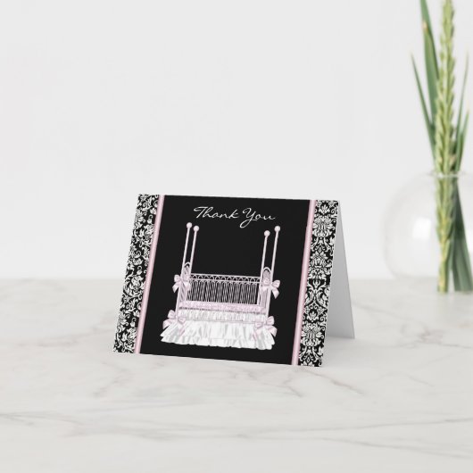 Pink Black Damask Baby shower Gratuit Cartes (Devant)