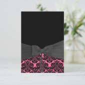 PINK & BLACK DAMASK-uitnodiging Kaart (Staand voorkant)