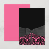 PINK & BLACK DAMASK-uitnodiging Kaart (Voorkant / Achterkant)