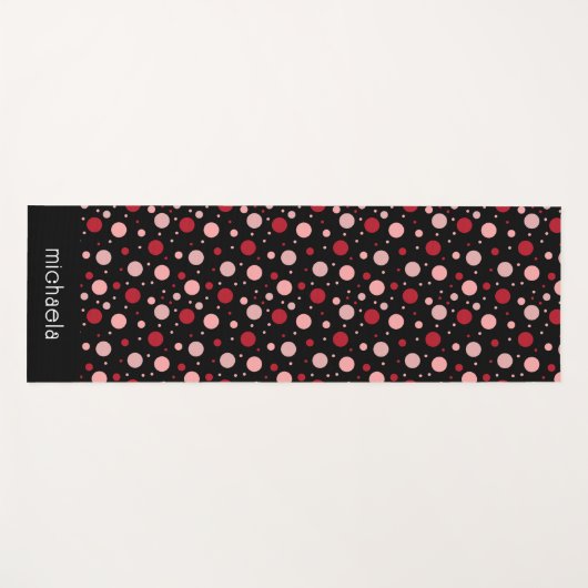 Pink Black Dot Circle Geometric Pattern Retro  Yogamat (Voorkant (horizontaal))